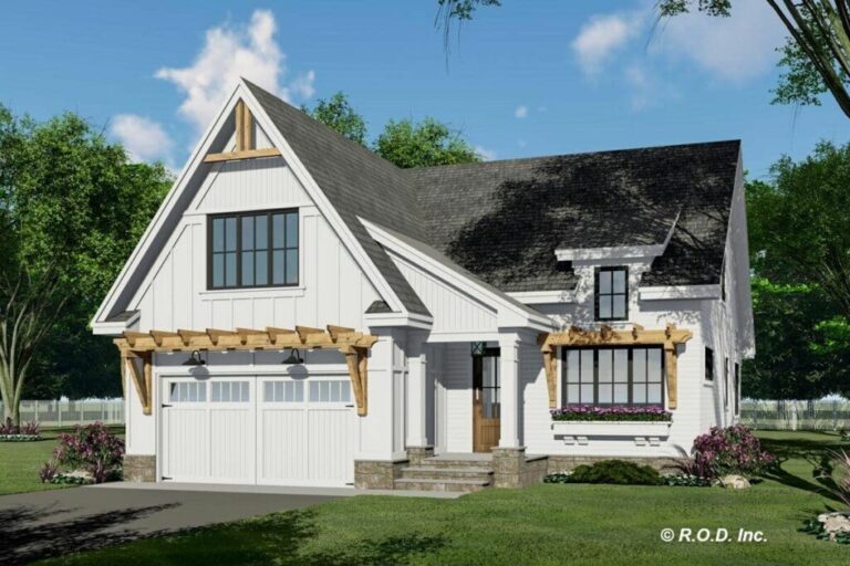 4-Bedroom 2-Story Modern Farmhouse with Home Office (Floor Plan)