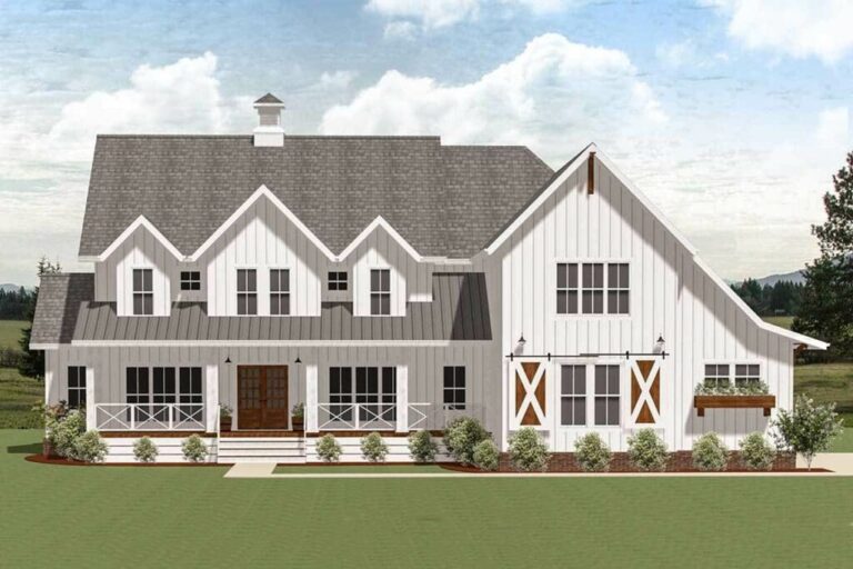 6-Bedroom Dual-Story Country Style Farmhouse with Modern Touches (Floor Plan)