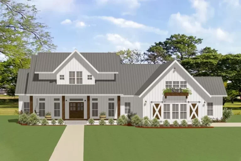 3-Bedroom Dual-Story Modern Farmhouse With Outdoor Living Room and Two Bonus Spaces (Floor Plan)
