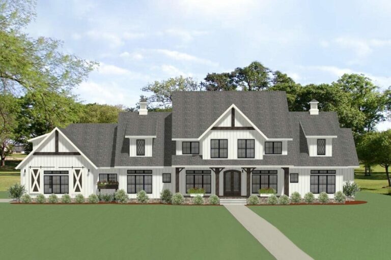 6-Bedroom Two-Story Sophisticated Farmhouse with Two-Story Great Room (Floor Plan)