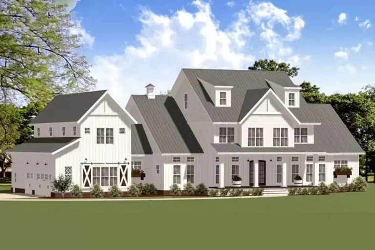 5-Bedroom Two-Story Modern Farmhouse With Workshop in Garage (Floor Plan)