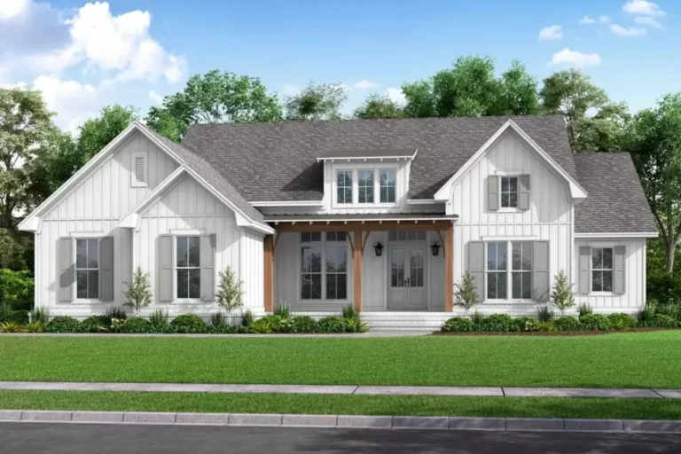 Elegant 4-Bedroom Single-Story Modern Farmhouse With Split Bedroom Layout (Floor Plan)