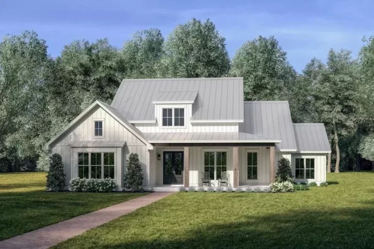 4-Bedroom Single-Story Modern Farmhouse With Wraparound Front Porch (Floor Plan)