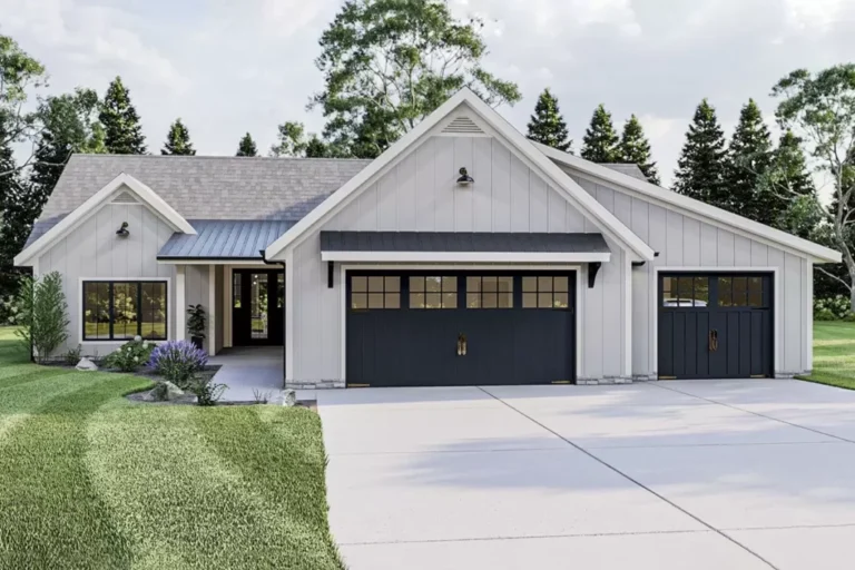 One-Story 3-Bedroom New American Farmhouse with ADA-Compliant Features (Floor Plan)