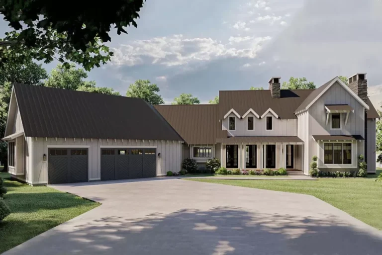4-Bedroom 2-Story Modern Farmhouse With Angled Garage (Floor Plan)