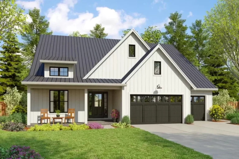 Single-Story 4-Bedroom Contemporary Farmhouse With Flex Room and 3-Car Garage (Floor Plan)