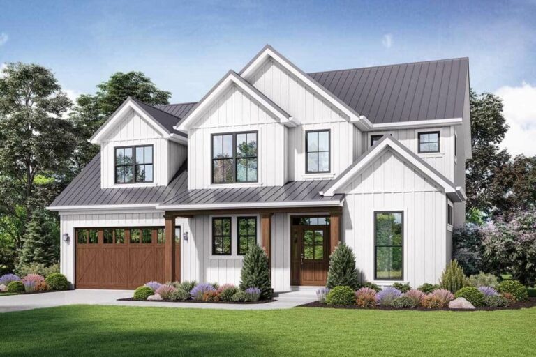 4-Bedroom Two-Story New American Farmhouse with Spa-Inspired Master Bath (Floor Plan)