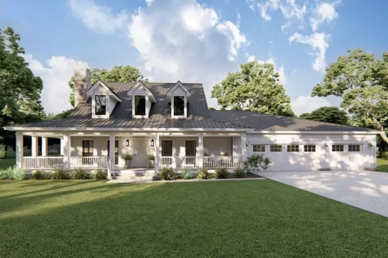 Multi-Generational 3-Bedroom One-Story Modern Farmhouse with Wraparound Porch (Floor Plan)