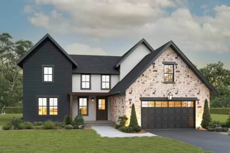 Dual-Story 5-Bedroom New American Farmhouse with Home Office and Guest Bedroom (Floor Plan)
