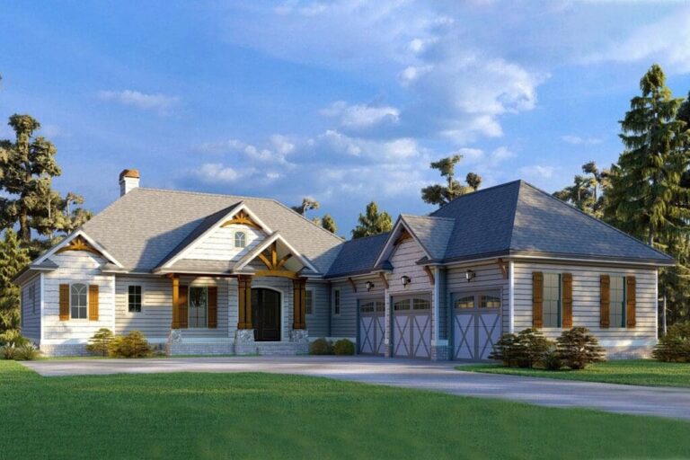 3-Bedroom 1-Story Mountain Craftsman House with Home Office (Floor Plan)