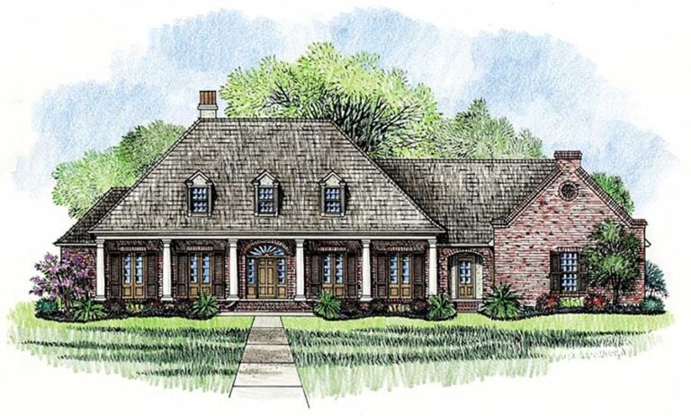 4-Bedroom 1-Story Modern Farmhouse With Expansive Front & Rear Porches (Floor Plan)
