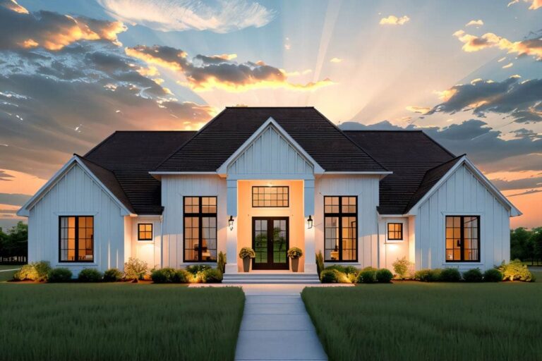 5-Bedroom 2-Story Contemporary Farmhouse With Spacious Rear Porch (Floor Plan)