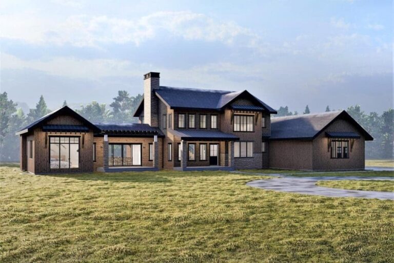 6-Bedroom 2-Story New American Home with False Chimney and a Home Office (Floor Plan)