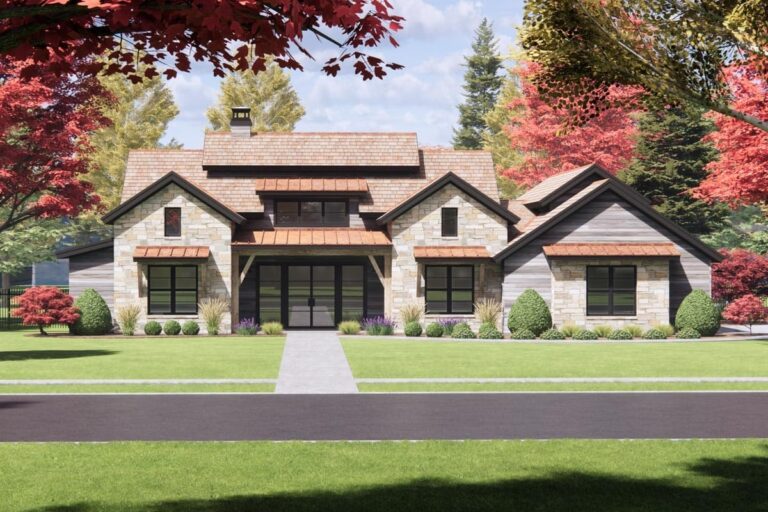 4-Bedroom Single-Story Farmhouse With Open Layout and Spacious Porches (Floor Plan)