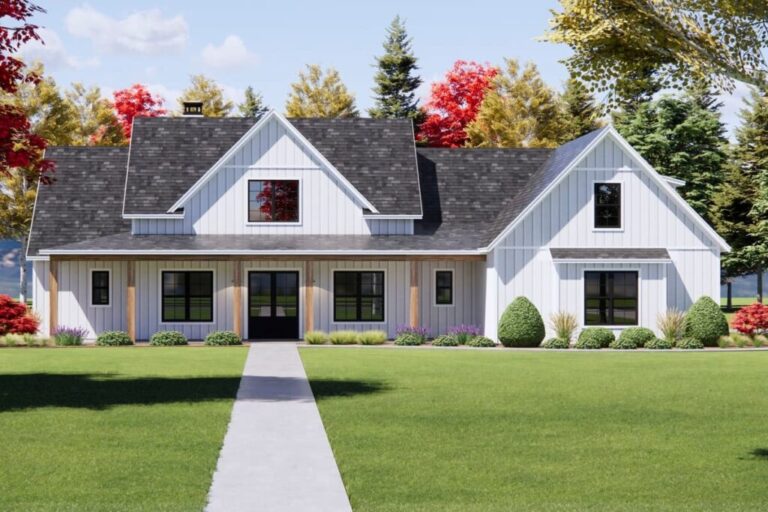 5-Bedroom 1-Story Modern Farmhouse House with Expansive Porches (Floor Plan)