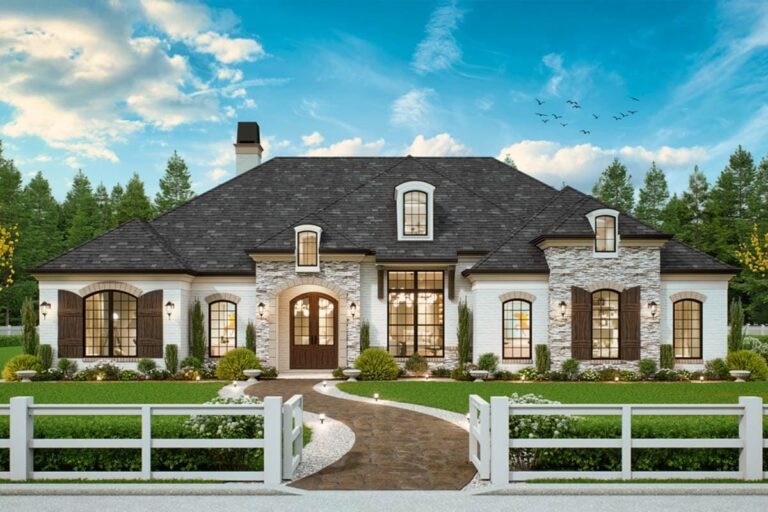 3-Bedroom 1-Story Traditional Home with Expansive Rear Porch and 2-Car Carport (Floor Plan)
