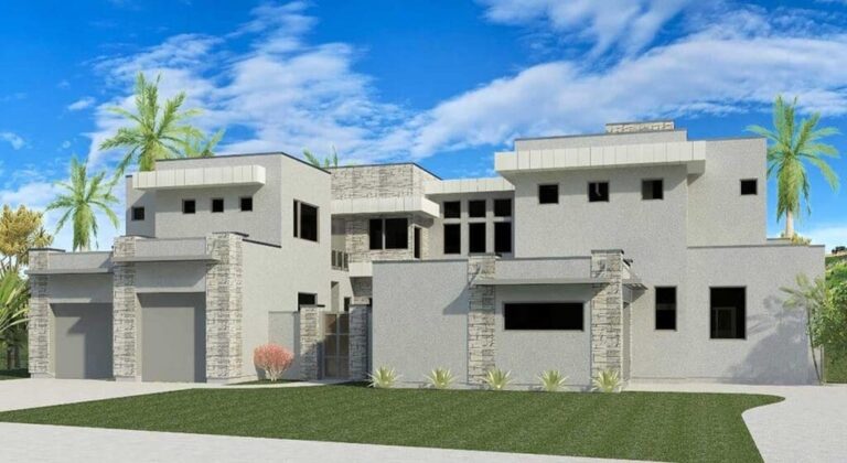 6-Bedroom Two-Story Contemporary House with Sunken Great Room (Floor Plan)