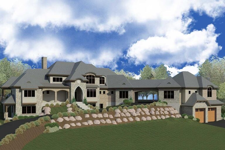 5-Bedroom 2-Story Luxury Modern Farmhouse with 8-Car RV Garage (Floor Plan)