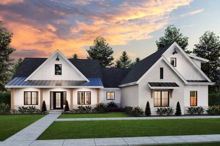 3-Bedroom One-Story Transitional Modern Farmhouse with Home Office (Floor Plan)