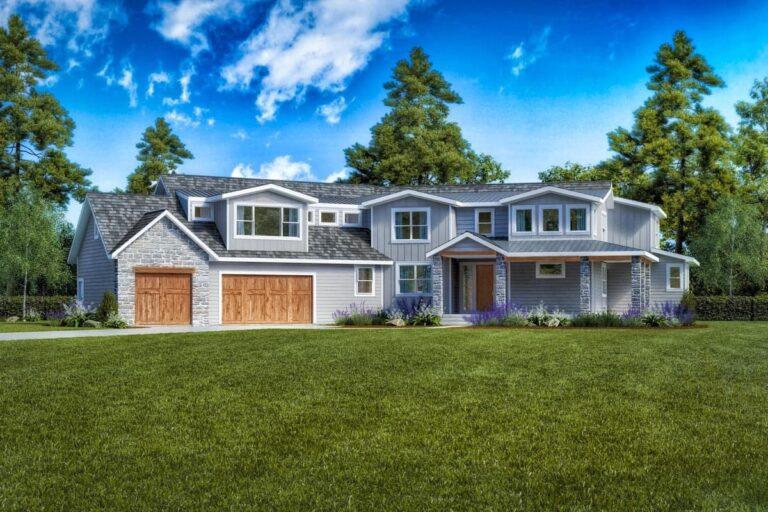 5 Bedroom 2-Story Modern Farmhouse with Courtyard Entry and Optional Lower Level (Floor Plan)