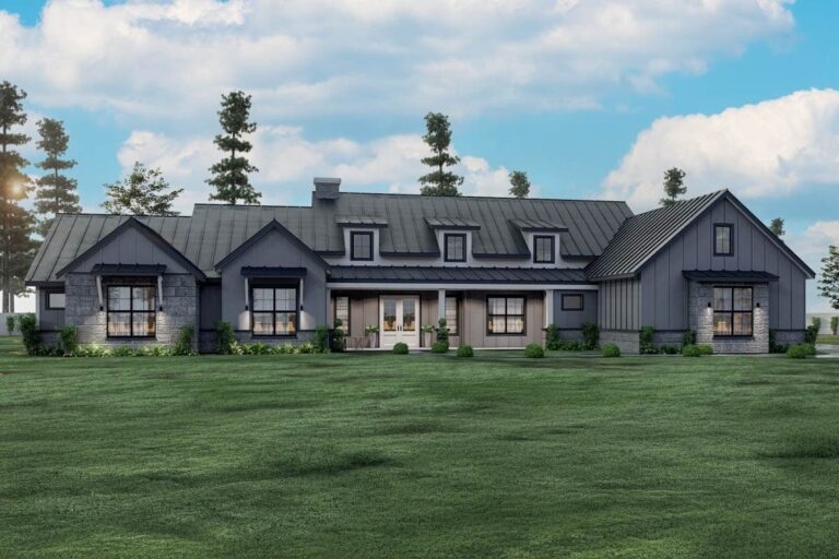 4-Bedroom 1-Story Contemporary Farmhouse with Expansive Covered Patio (Floor Plan)