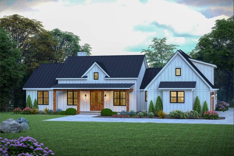 3-Bedroom 1-Story Country Farmhouse with Expansive Rear Porch and Bonus Space (Floor Plan)