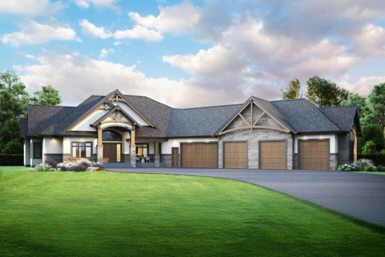 3-Bedroom 1-Story Mountain House with 5-Car Garage (Floor Plan)