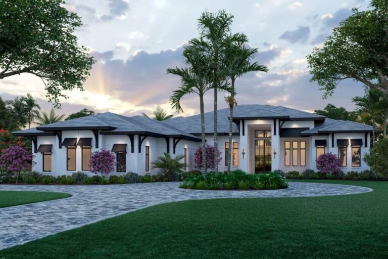 5-Bedroom 1-Story Coastal Contemporary House with Oversized Garage (Floor Plan)