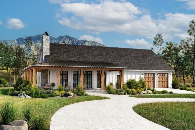 4-Bedroom Modern Farmhouse Barndominium with 3-Car Attached Garage (Floor Plan)