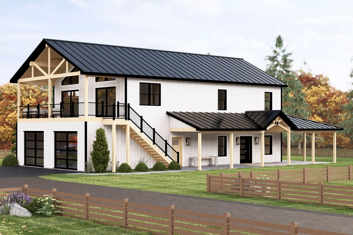 4-Bedroom 2-Story Modern Barndominium with Expansive Outdoor Living ...