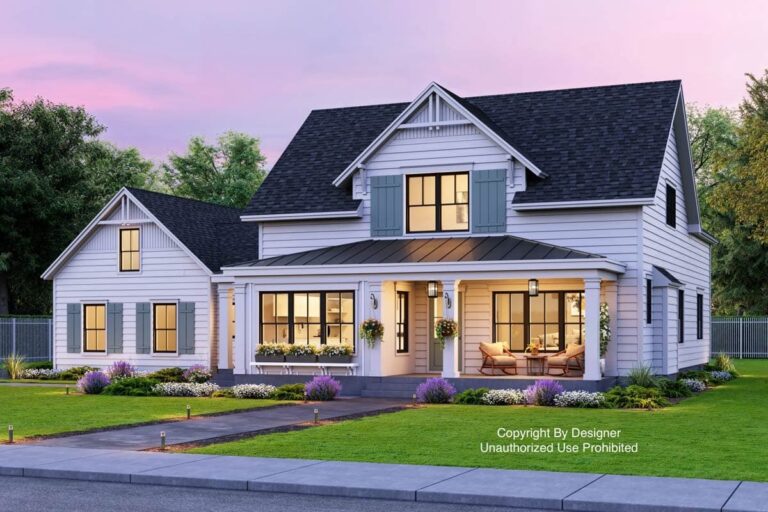 4-Bedroom 2-Story Modern Farmhouse with Bonus Expansion and Private Home Office (Floor Plan)