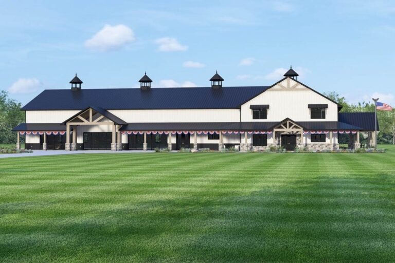 2-Bedroom 2-Story Barndominium with Massive Event Hall and Expansive Porches (Floor Plan)