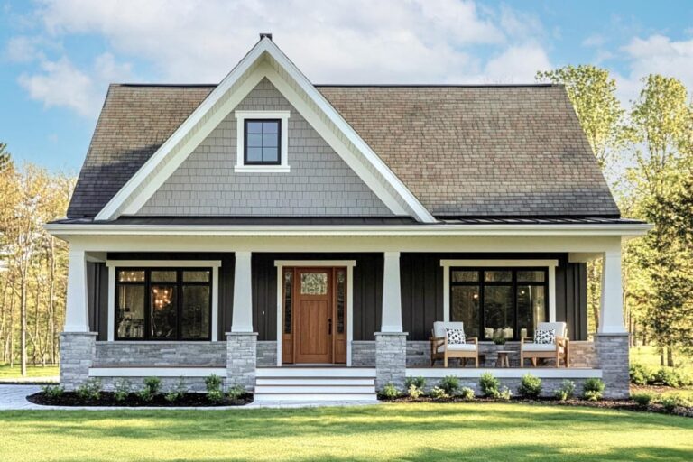 2-Bedroom 1-Story Country Cottage with Vaulted Living Room and Dual 206 Sq Ft Porches (Floor Plan)