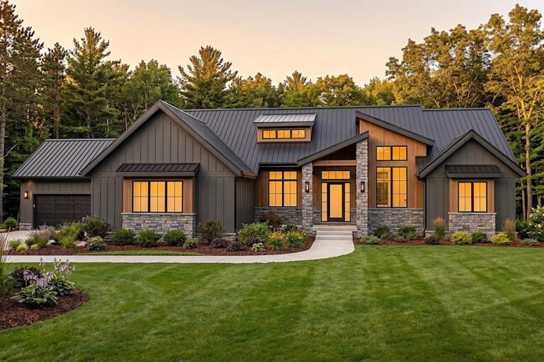 3-Bedroom 1-Story Contemporary Farmhouse With 4-Car Garage And 2491 Square Feet (Floor Plan)