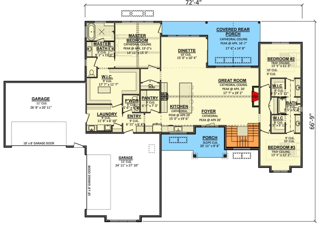 Plan 911072JVD: Modern Contemporary Farmhouse House Plan with 4-Car Garage and 2491 Square Feet - Floor Plan - Image #15 - Contemporary, Farmhouse, Modern