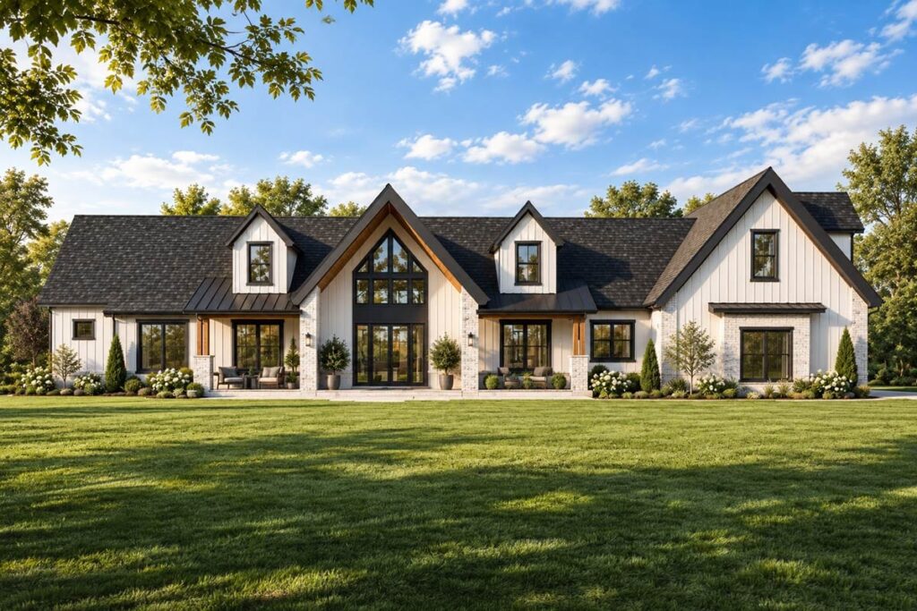 Plan 135473GRA: Spacious Farmhouse House Plan with Three Bedrooms and Expansive Bonus Room - Image #1 - Country, Craftsman, Farmhouse, New American, Traditional, Transitional