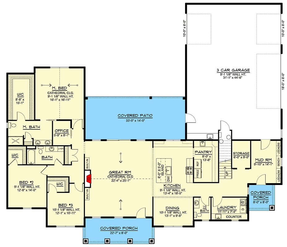 Plan 135475GRA: Modern New American House Plan with 3 Bedrooms and 3-Car Garage - Floor Plan - Image #15 - Country, Craftsman, Farmhouse, Modern Farmhouse, New American