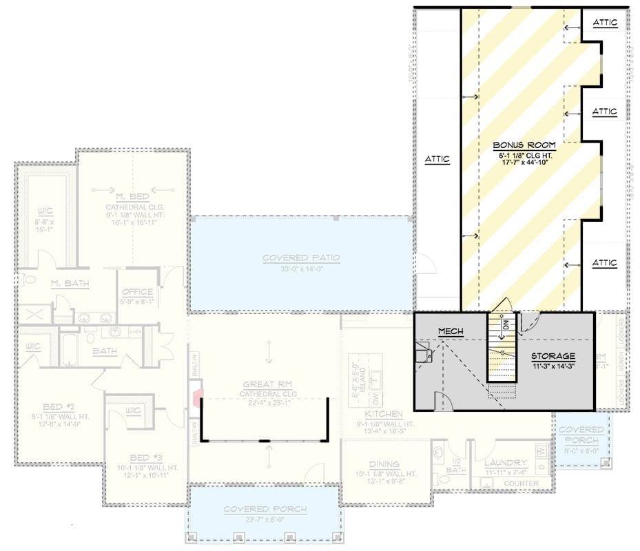 Plan 135475GRA: Modern New American House Plan with 3 Bedrooms and 3-Car Garage - Floor Plan - Image #16 - Country, Craftsman, Farmhouse, Modern Farmhouse, New American