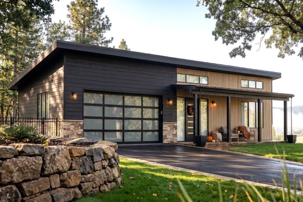 Plan 420208WNT: Modern Barndominium House Plan with Two Bedrooms and Attached Garage - Image #1 - Barndominium, Contemporary, Modern, Mountain