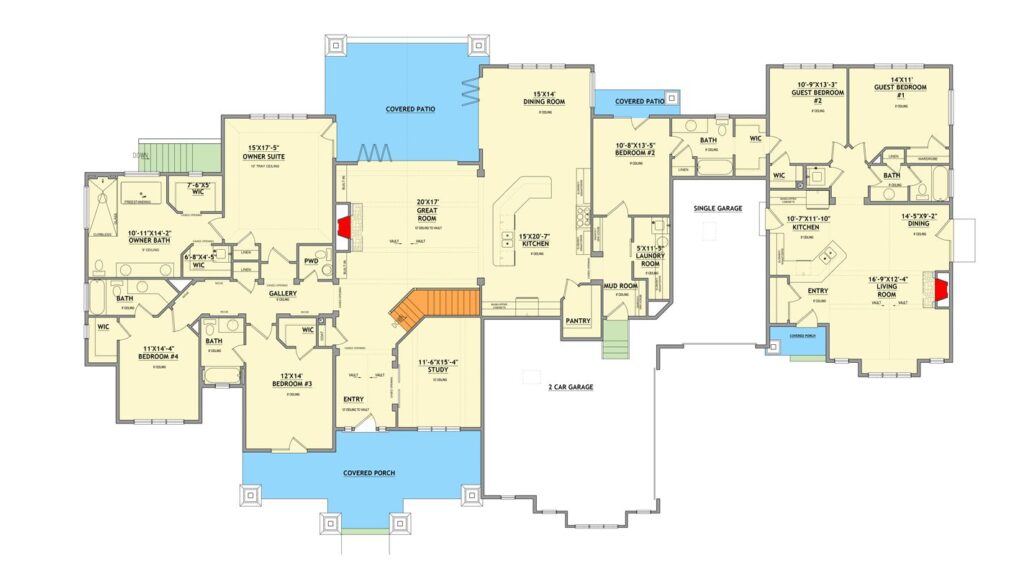Plan 849102PGE: Grand Mountain Craftsman House Plan with 8 Beds and In-Law Suite or Apartment - Floor Plan - Image #4 - Craftsman, Farmhouse, Mountain, New American, Rustic, Traditional