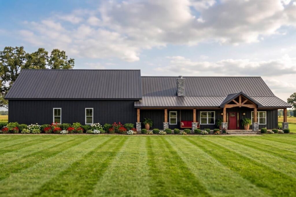 Plan 135449GRA: Modern Farmhouse Barndominium House Plan with Four Car Garage - Image #1 - Barndominium, Country, Craftsman, Farmhouse, New American
