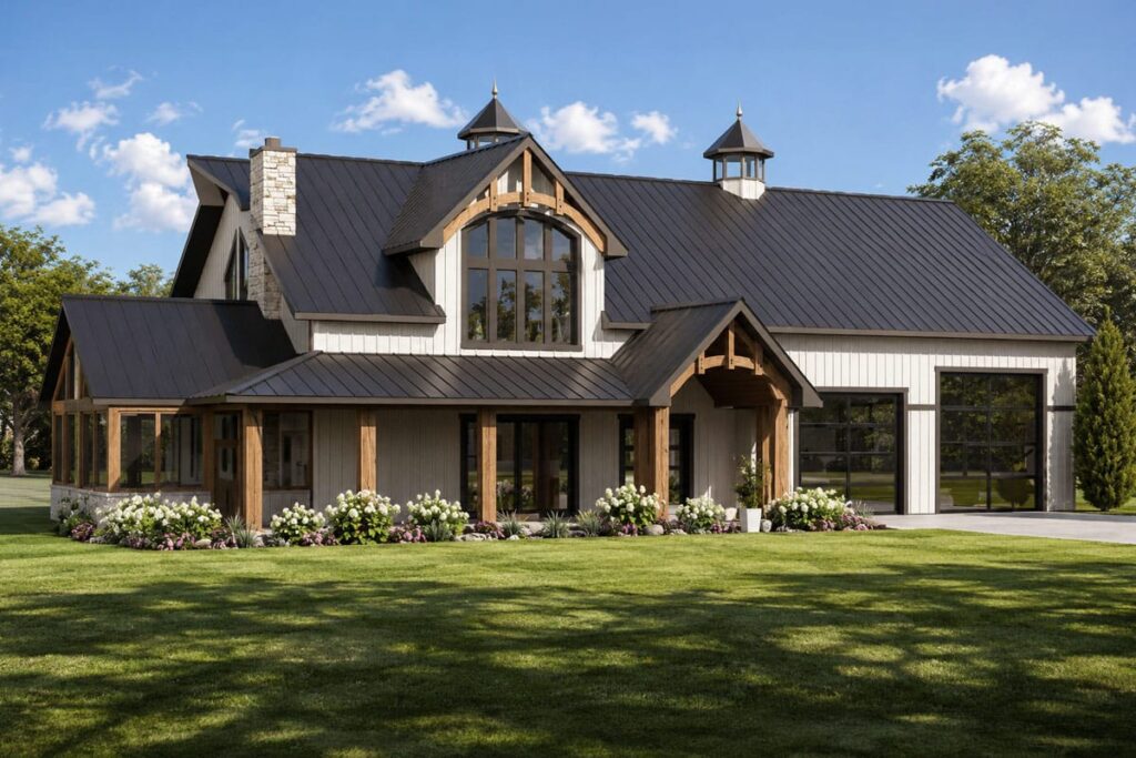 Plan 135459GRA: Modern Farmhouse Barndominium House Plan with 3 Bedrooms and 3-Car Garage - Image #1 - Barndominium, Country, Craftsman, Modern Farmhouse, New American