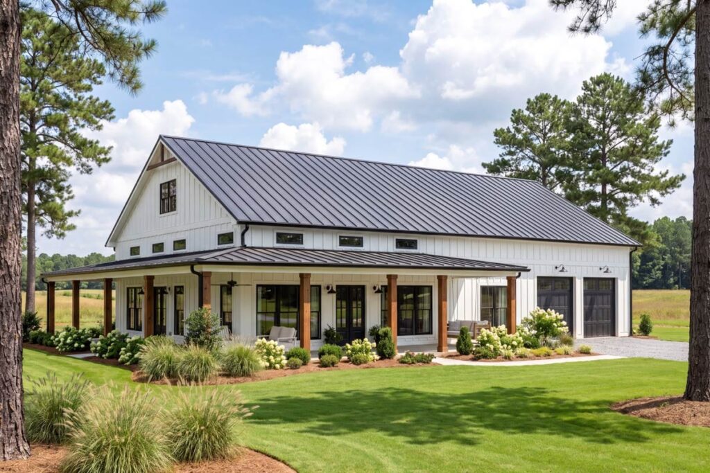 Plan 51942HZ: 3-Bed Barndominium-Style Farmhouse with Wrap Around Porch - 2000 Sq Ft - Image #4 - Barndominium, Country