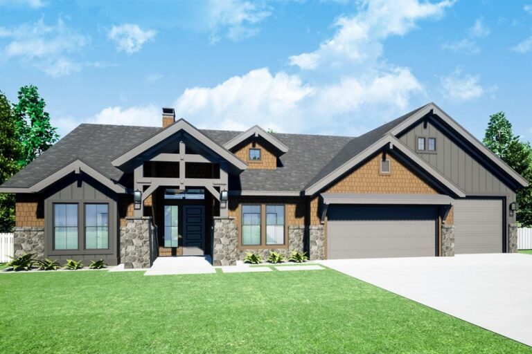 3-Bedroom 1-Story Craftsman With Split Bedrooms And Home Office (Floor Plan)