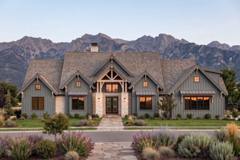 4-Bedroom 1-Story Farmhouse With Timber Entry, Outdoor Kitchen And Bonus Room (Floor Plan)
